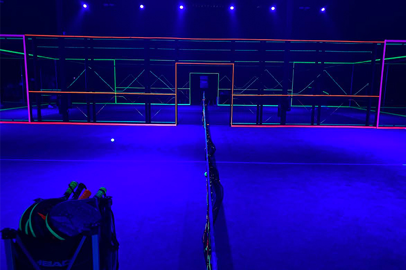 neon-lit paddle court Riyadh