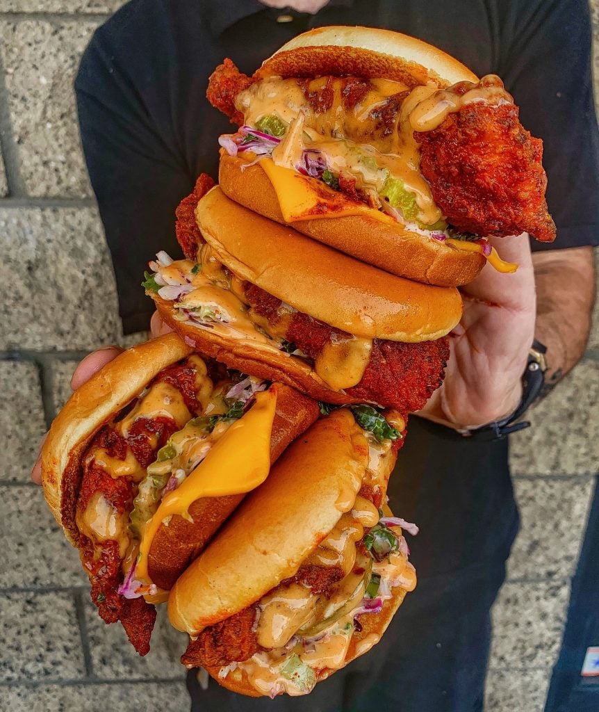 Mouthwatering burgers at Dave’s Hot Chicken restaurant in Riyadh  ديفز هوت تشيكن 